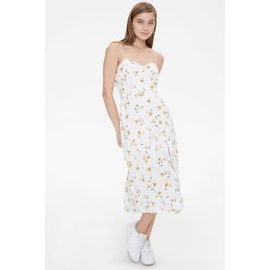 Floral Print Slit Midi Dress